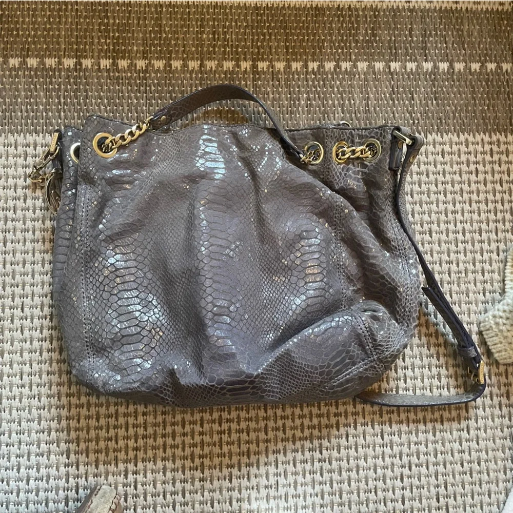 Michael Kors Authenic Dark Grey Reptile Print Bag